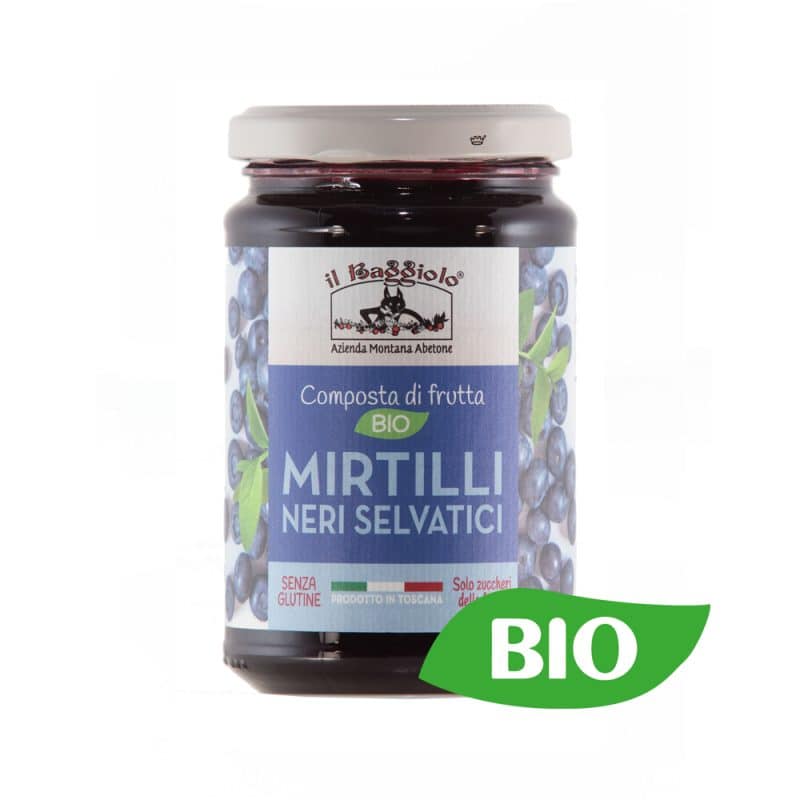 Composta di Mirtilli Neri Selvatici SENZA ZUCCHERO Az.agr. Il baggiolo Abetone